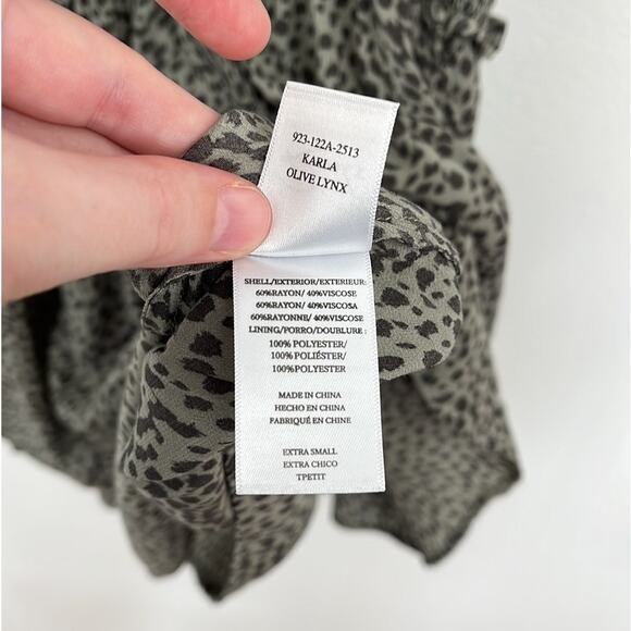 Rails Karla Olive Lynx Smocked Waist Flouncy Tiered Lightweight Mini Dress - XS - Picture 11 of 15